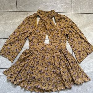 Raga Floral Mustard Romper Dress